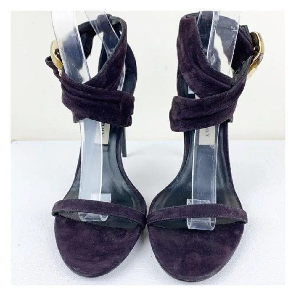 Burberry Marham Purple Suede Trench Ankle Wrap Ombré Heel‎ Buckle Sandal 9